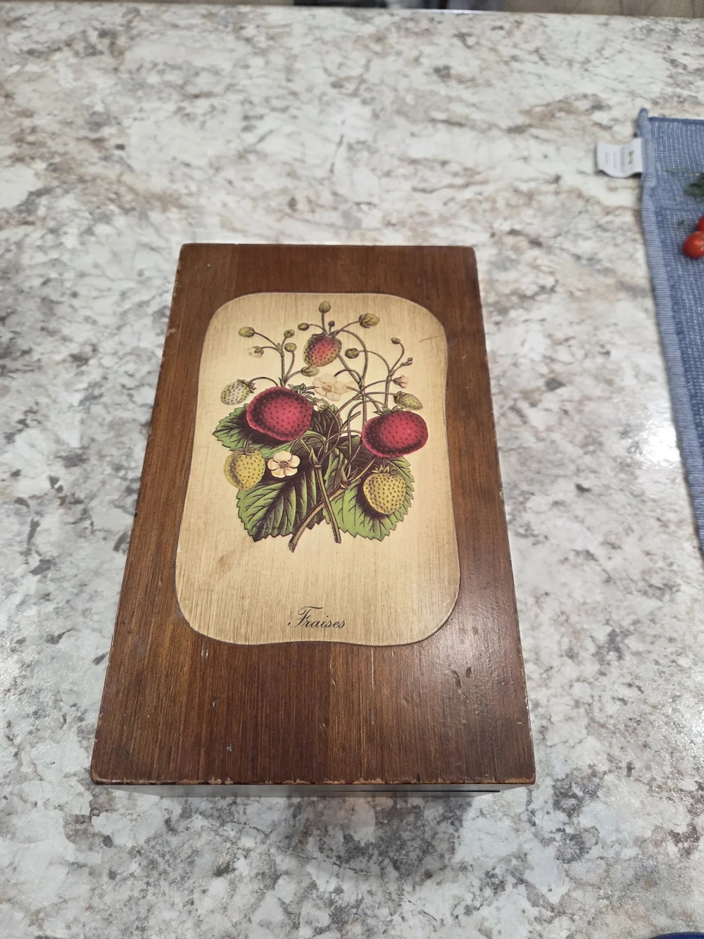 Vintage XL Wooden Fruit Art Recipe Box Handmade Painted Primitive 9x6